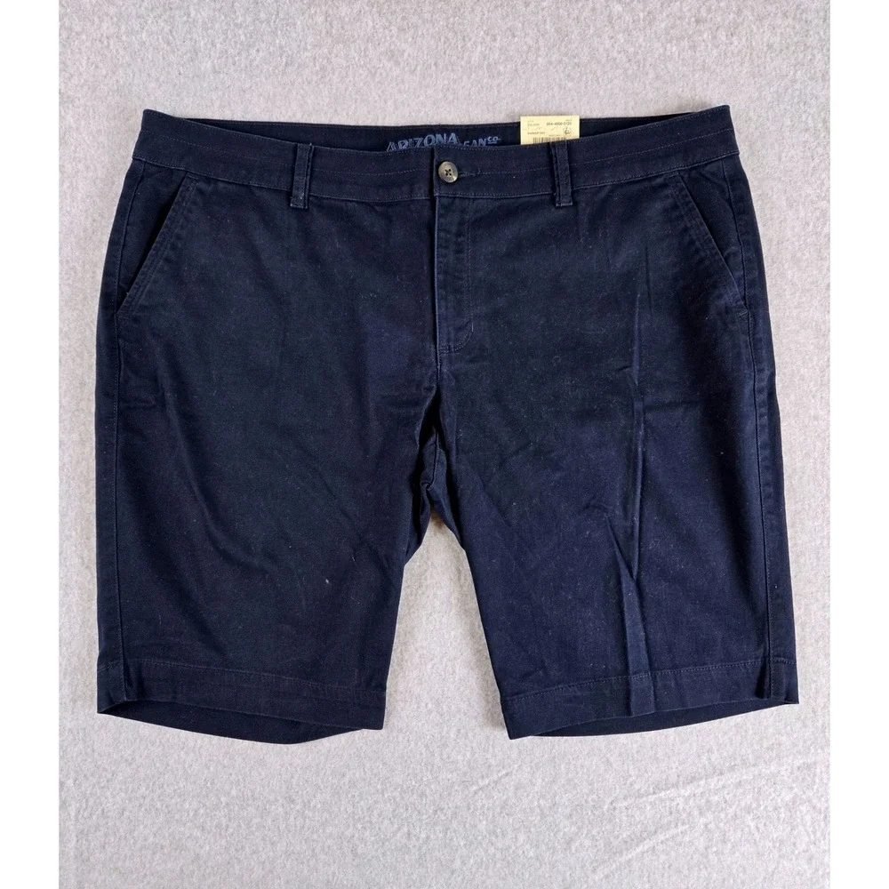 Arizona Jean Co Womens Bermuda Shorts Size 19 Navy Blue Khaki Twill Flat Front